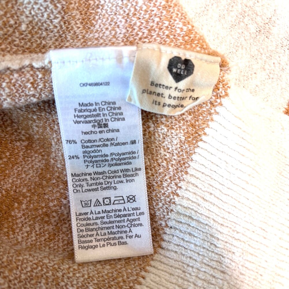 Madewell sz S Geometric Knit Sweater Cream Mustard Cotton Blend Crewneck - Picture 4 of 5